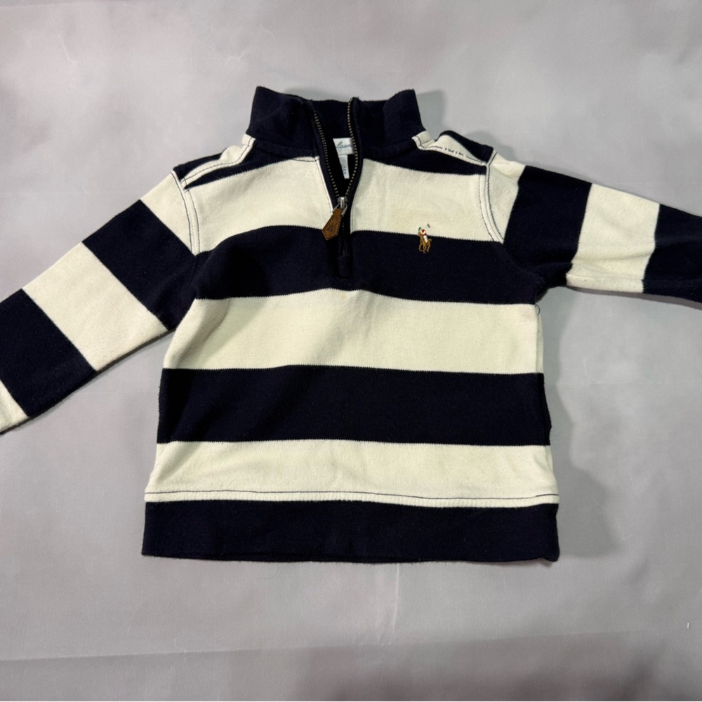 Polo by Ralph Lauren Navy and White Striped Boys Sweatshirt- 12 months